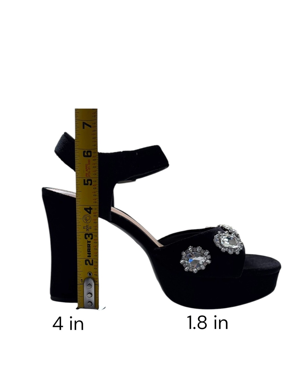 Copper Key Women Black Velvet Rhinestone Platform Block Heel Sandals Size 9 NWT - Picture 13 of 13